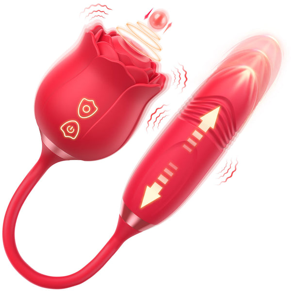 Vibratore a Rosa con Modalità di Tapping e Spinta