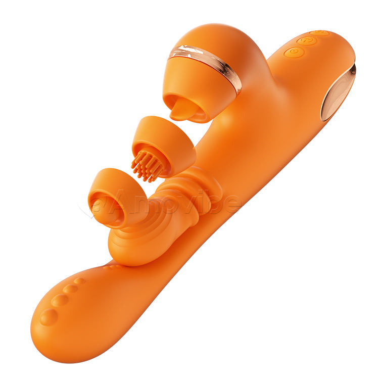 Vibratore Punto G con Massaggio a Movimento Circolare, Vibrazione e 3 Maniche per Stimolazione Clitoridea, Solletico e Leccata