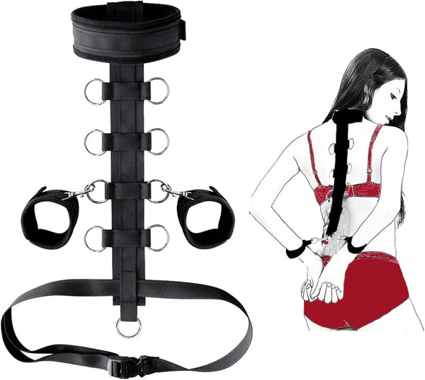 Set bondage SM regolabile con collare e manette per coppie