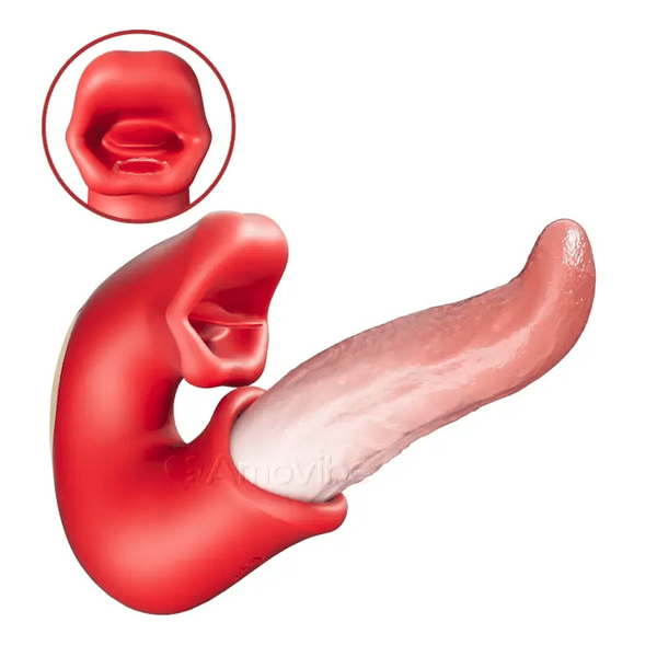 Vibratore Dildo 3 in 1 - con Punto G, Clitoride e Lingua, Impermeabile