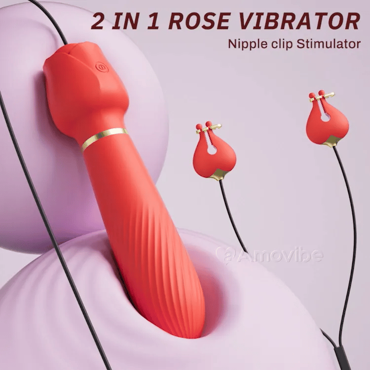 Vibratore clitorideo con morsetti per capezzoli