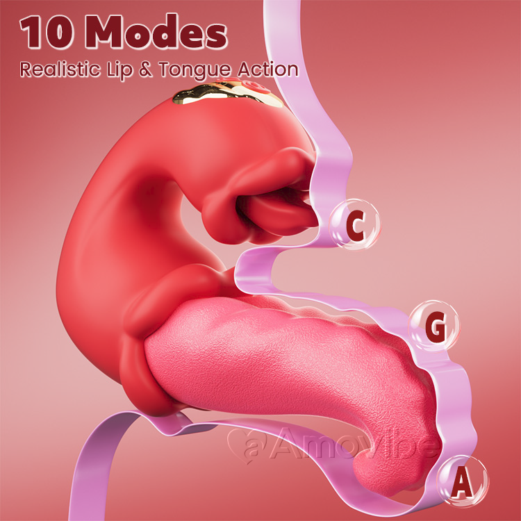 Vibratore Dual Rose Thrusting G Spot con leccata della lingua e vibrazione