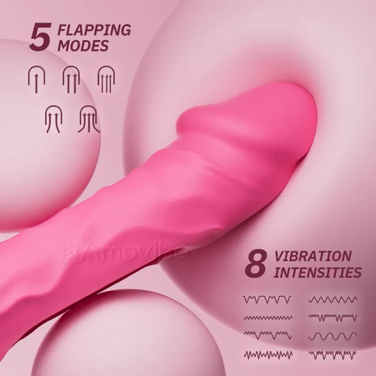Vibratore Dildo a Spinta con Schemi di Battito e Vibrazione (Base a Ventosa Inclusa)