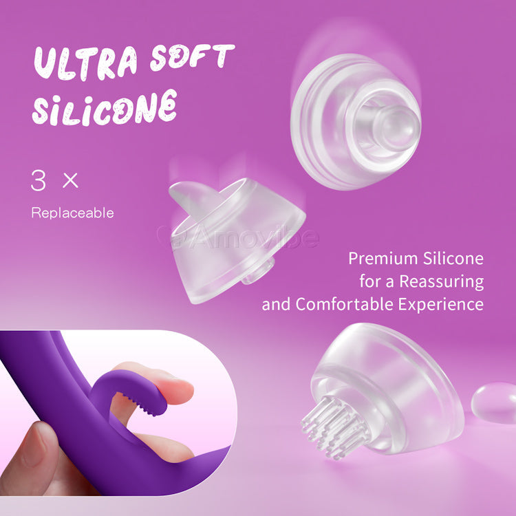 Vibratore Innovativo a Farfalla per il Punto G con Maniche in Silicone Sostituibili per Funzione di Tapping, Solletico e Leccata