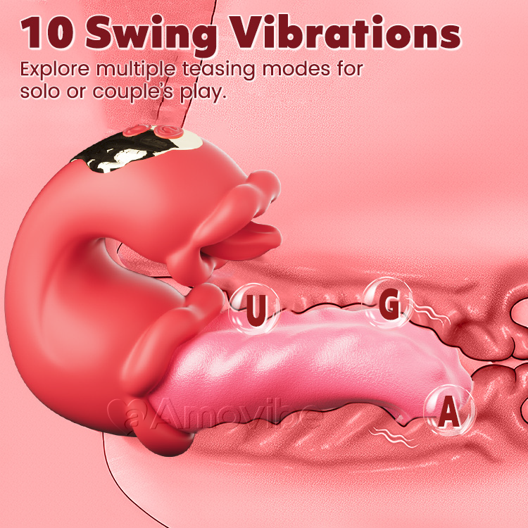 Vibratore Dual Rose Thrusting G Spot con leccata della lingua e vibrazione