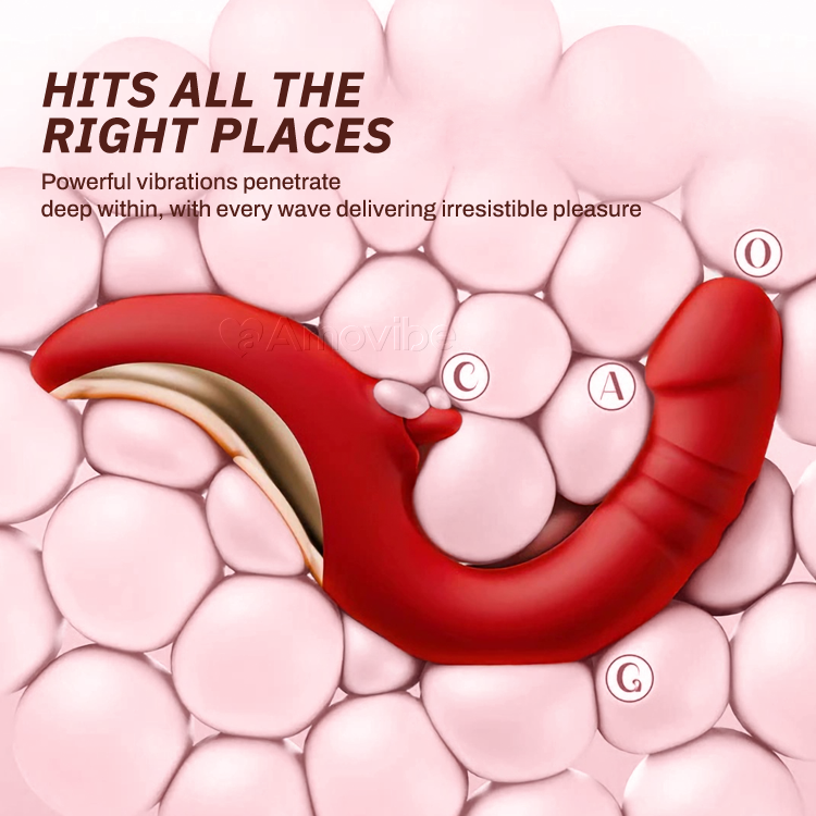Vibratore Punto G con Leccamento e Spinta