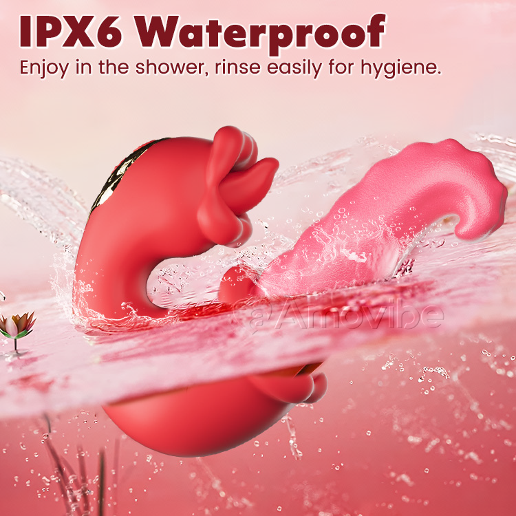 Vibratore Dual Rose Thrusting G Spot con leccata della lingua e vibrazione