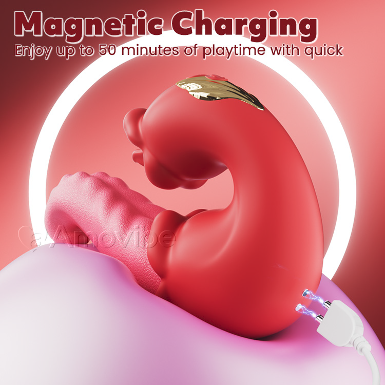 Vibratore Dual Rose Thrusting G Spot con leccata della lingua e vibrazione