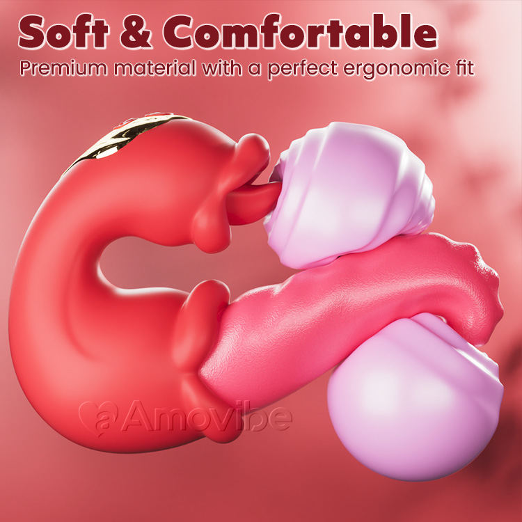 Vibratore Dual Rose Thrusting G Spot con leccata della lingua e vibrazione