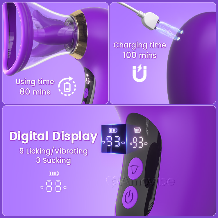 Vibratore 5-in-1 con Succhiamento, Leccamento e Controllo LCD