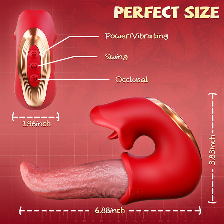 Vibratore Dildo 3 in 1 - con Punto G, Clitoride e Lingua, Impermeabile