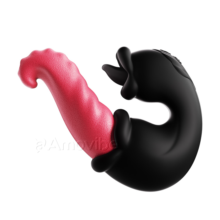 Vibratore a Spinta e Leccamento per il Punto G con Doppio Design a Rosa