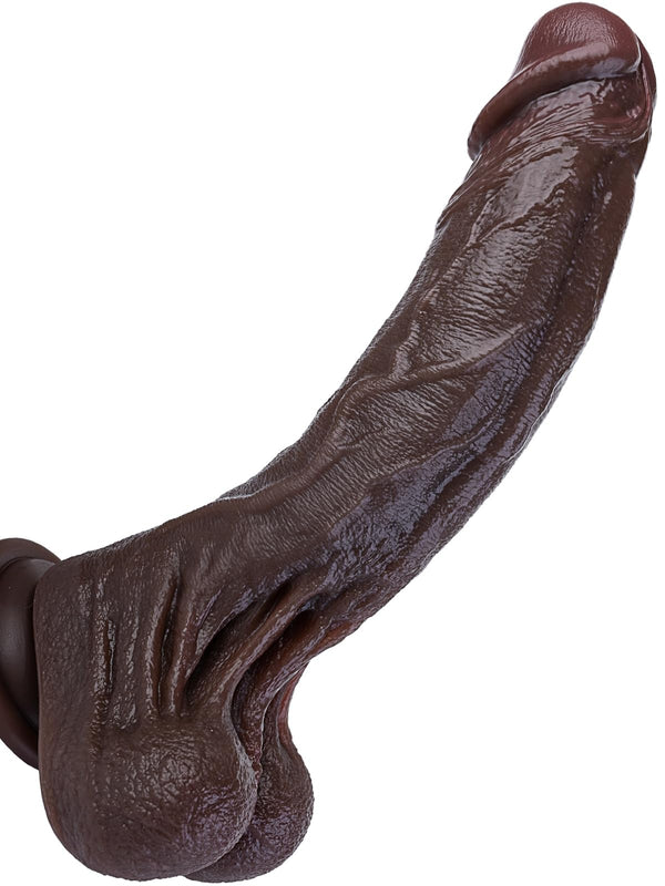 Dildo Nero Realistico - Silicone 11" | Giocattolo Vaginale e Anale con Ventosa